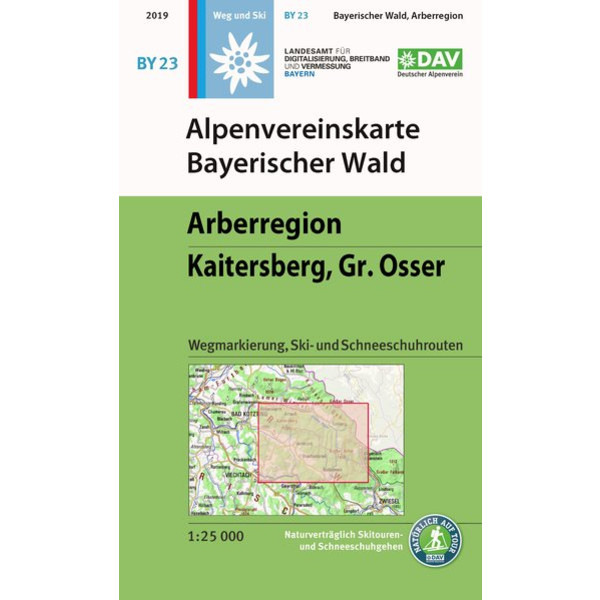 Alpenvereinskarte Bayerischer Wald, Arberregion, Kaitersberg, Osser 1:25 000 - Wanderkarte