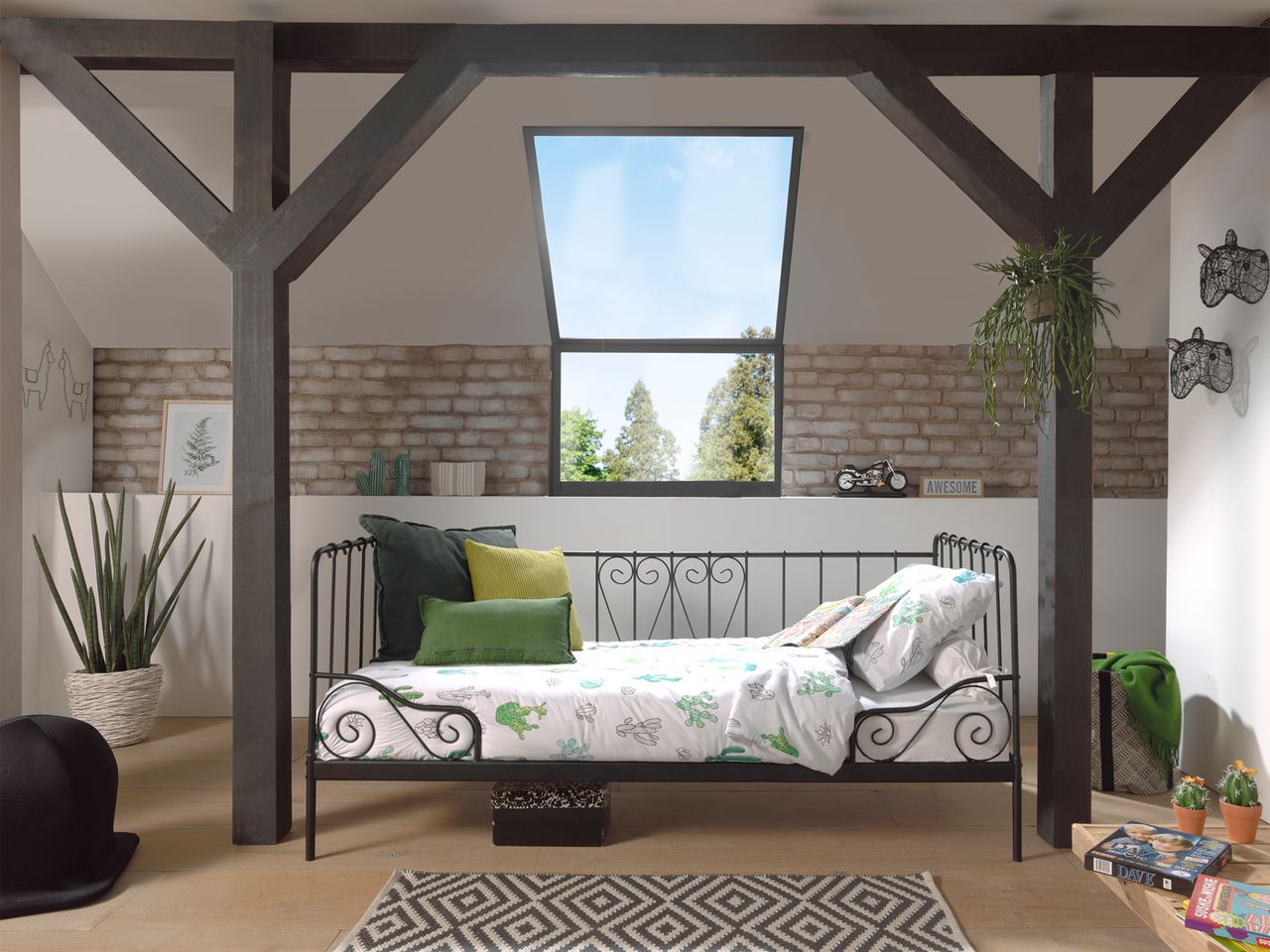 VIPACK Kojen-Metallbett Alice Liegefläche 90 x 200 cm Schwarz