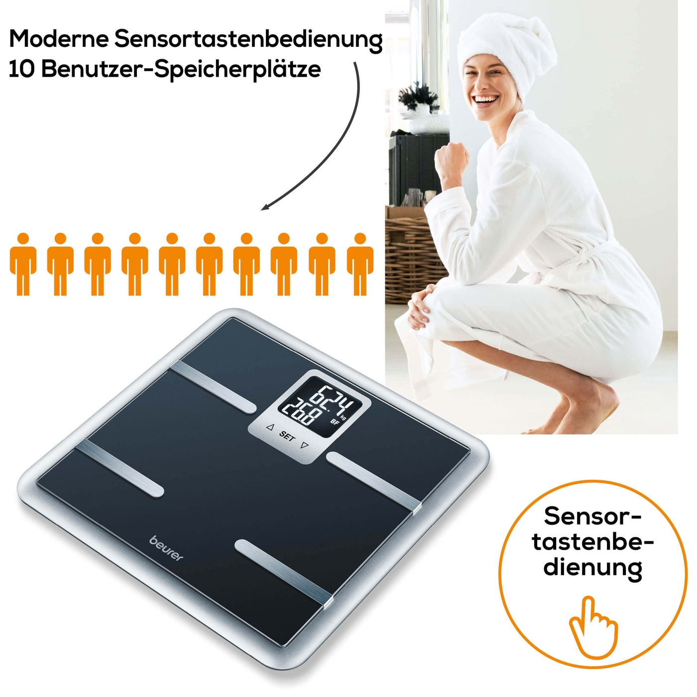 Beurer Diagnosewaage BG 40-Körperanalysewaage mit Ganzkörperanalyse im XL-Format - bis 150 kg