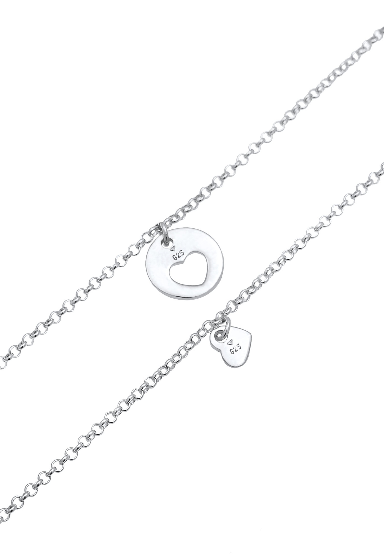 Elli női anya-lánya szett szív alakú plakett kivágással 925 sterling ezüstből