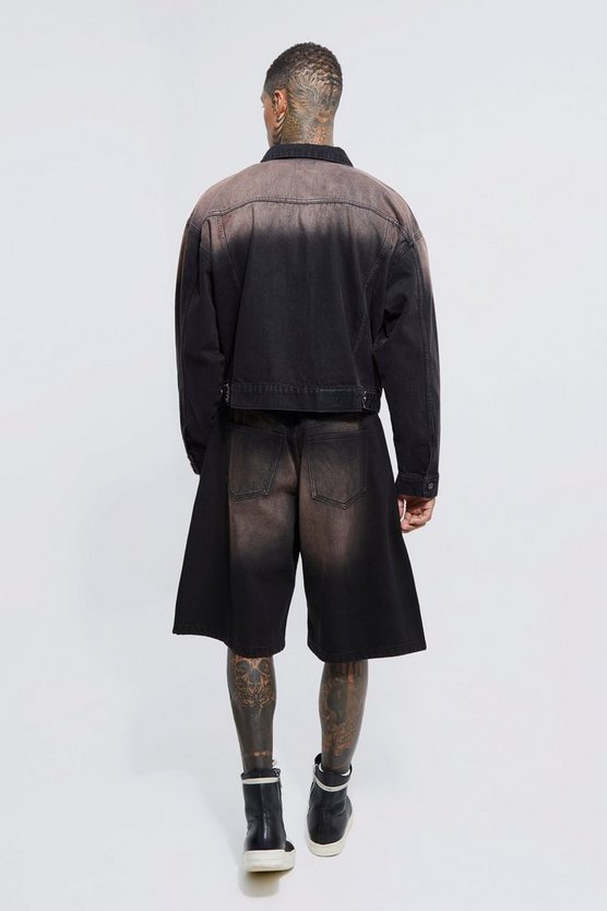 Kastige getönte Jeansjacke