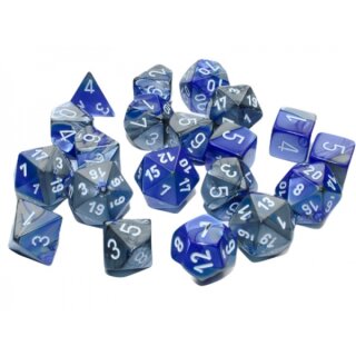 Gemini Bag of 20 Polyhedral Blue Steel/White (Limited Edition)