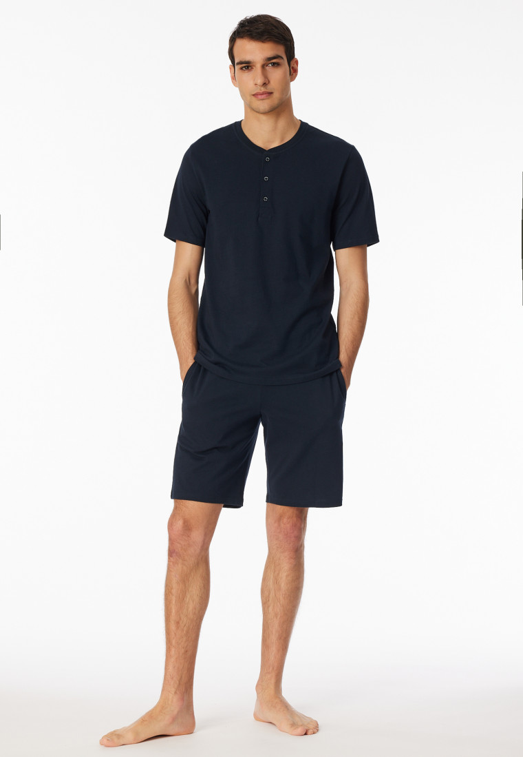 Shirt kurzarm Knopfleiste nachtblau - Mix+Relax