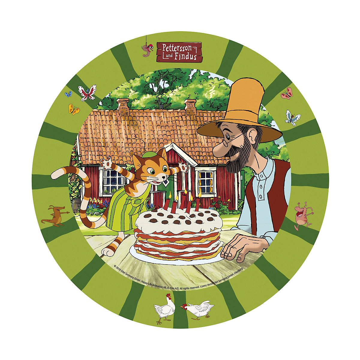 8 Papp-Teller (Ø 23 cm) Pettersson & Findus