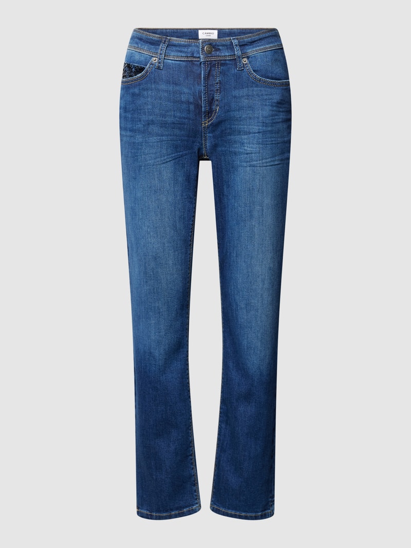 Verkürzte Jeans mit Knopfverschluss Modell 'PIPER' in blau