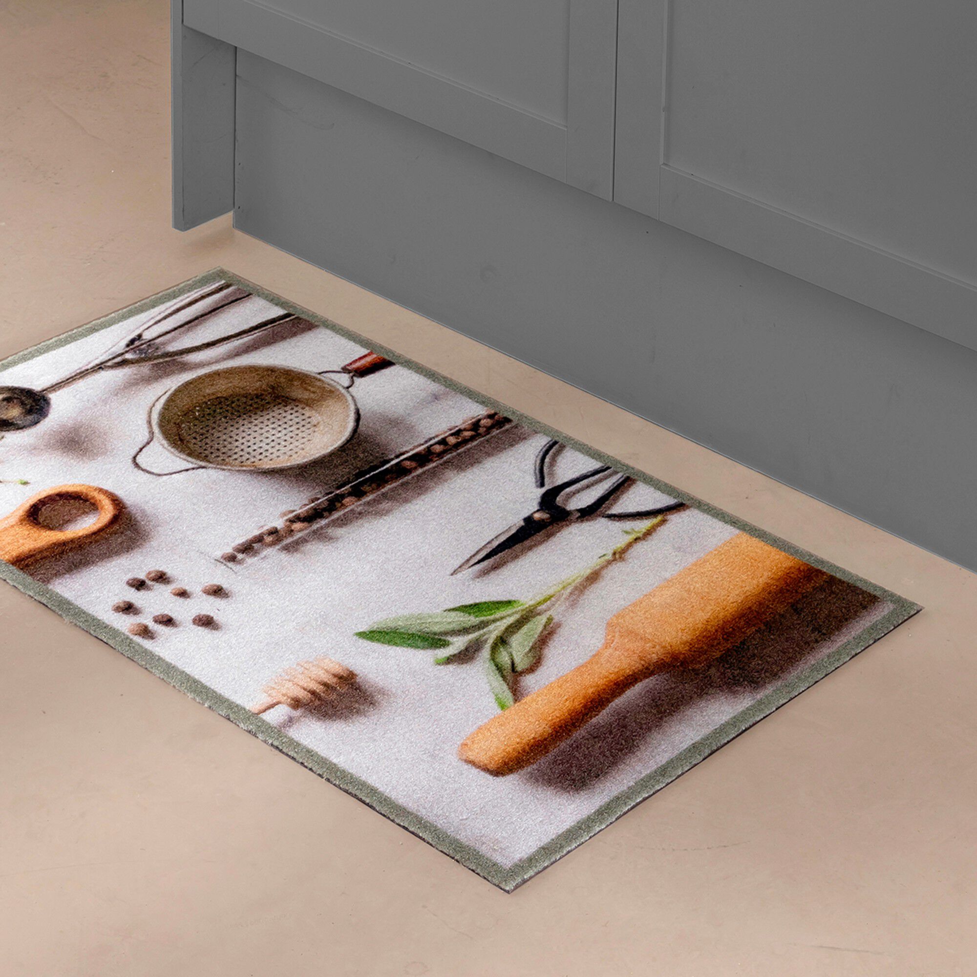 Tapis de cuisine velours photo-impression ustensiles