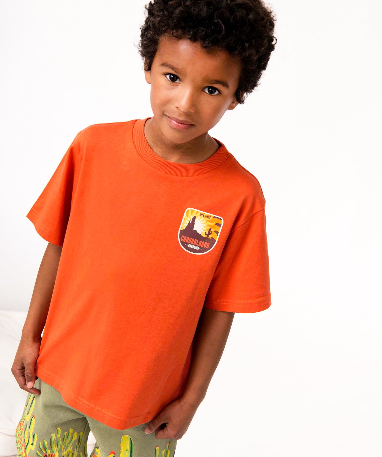 Tee-shirt Garçon à manches courtes avec motif dos orange | GEMO