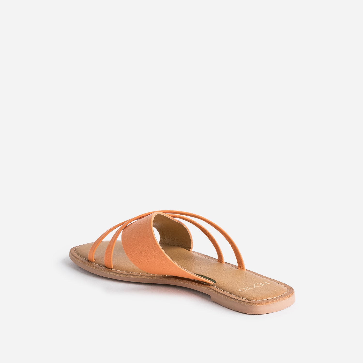 Mule TEXTO orange en cuir à brides fantaisie