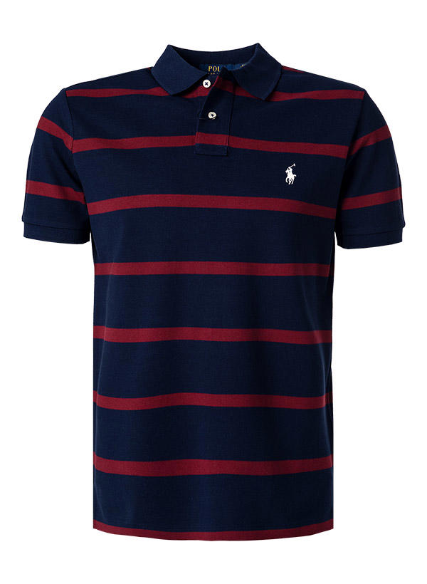 Polo Ralph Lauren, Polo-Shirt, Custom Slim Fit, Baumwoll-Piquè,  gestreift navy-rot