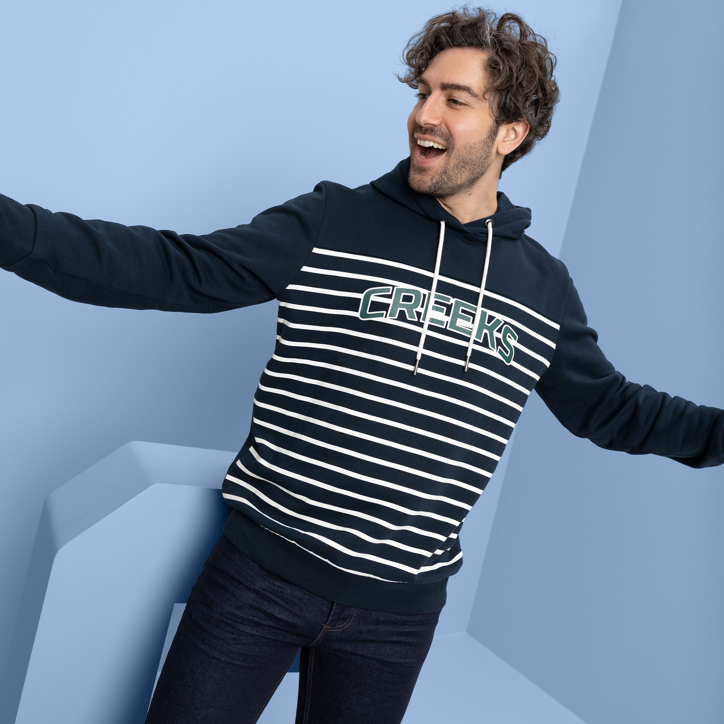 Sweat à capuche hoodie Creeks bleu marine homme | La Halle