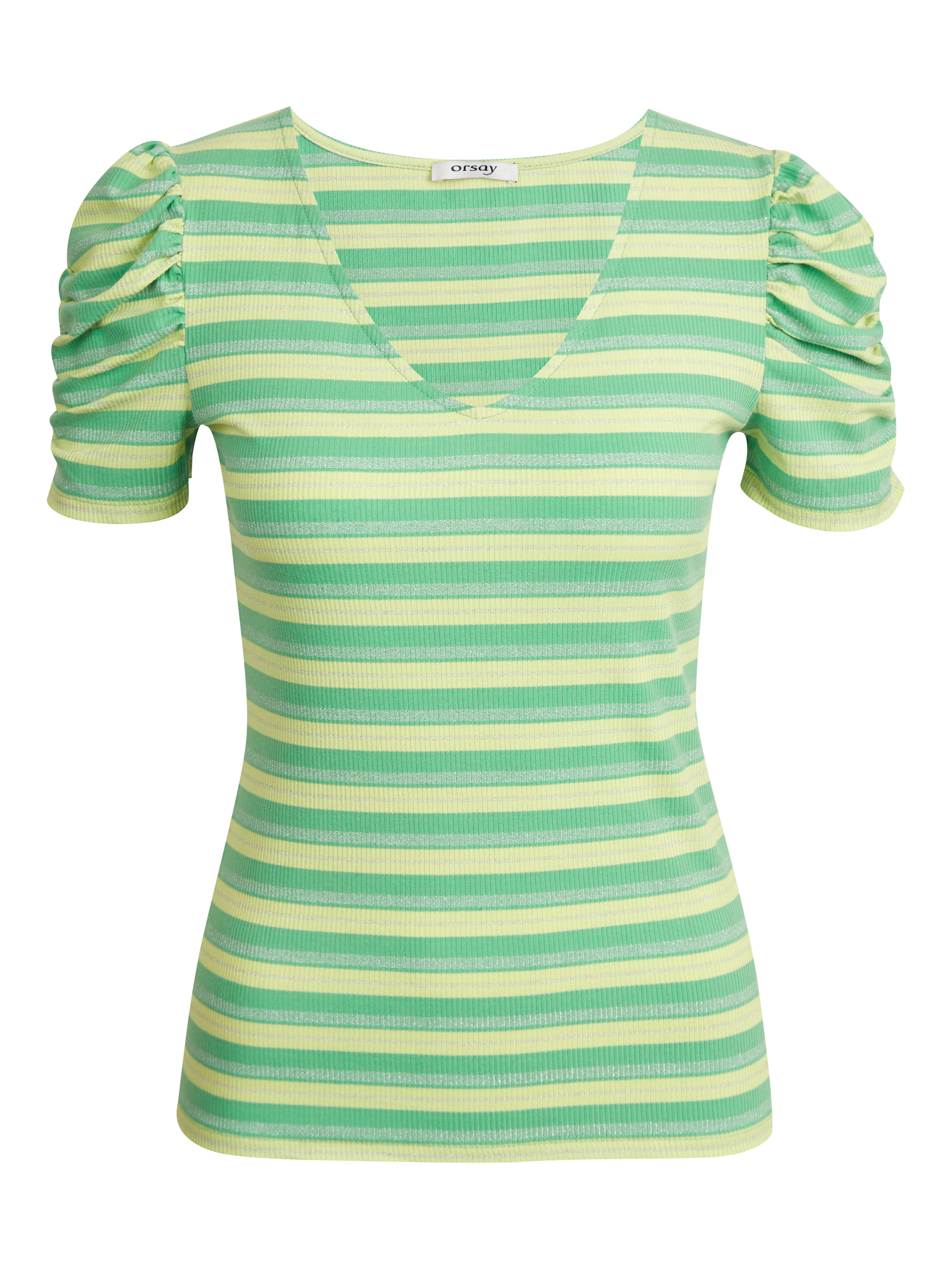 Gelb und grün gestreiftes Damen-T-Shirt ORSAY