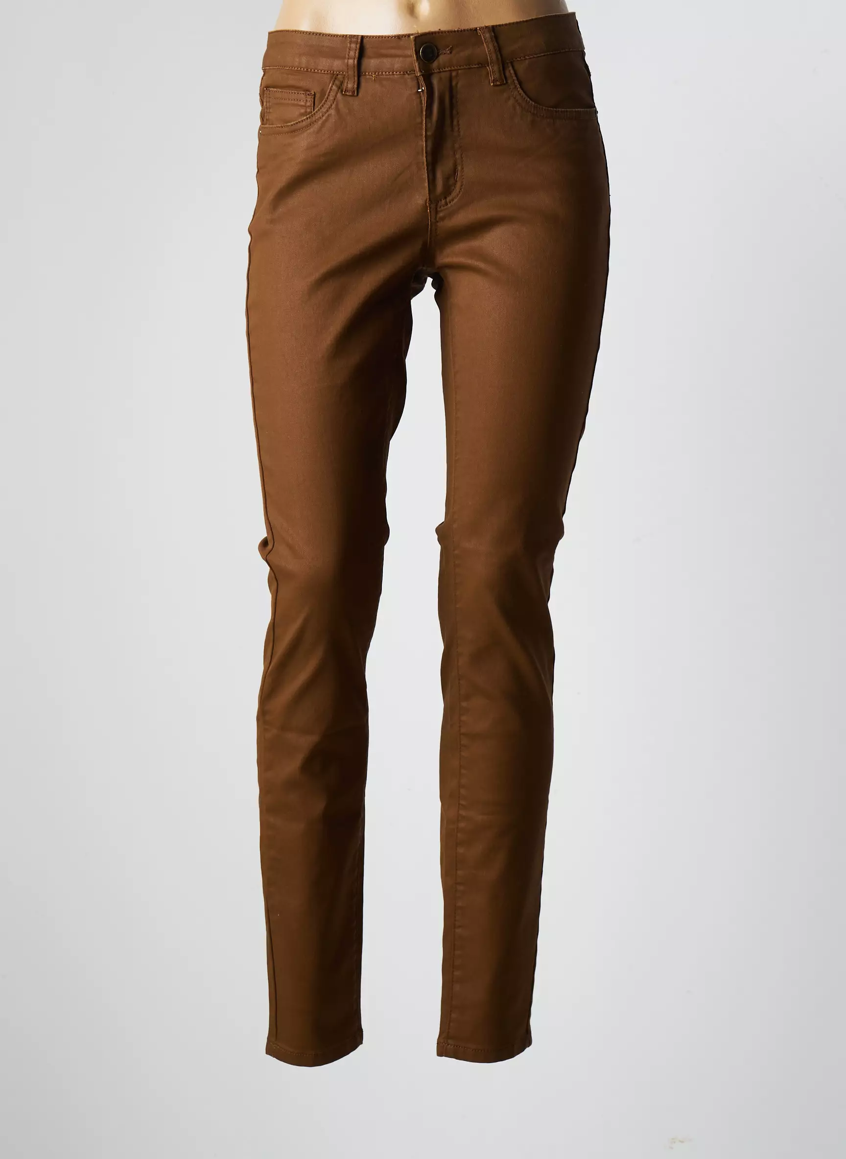 Geisha Pantalons Slim Femme couleur marron