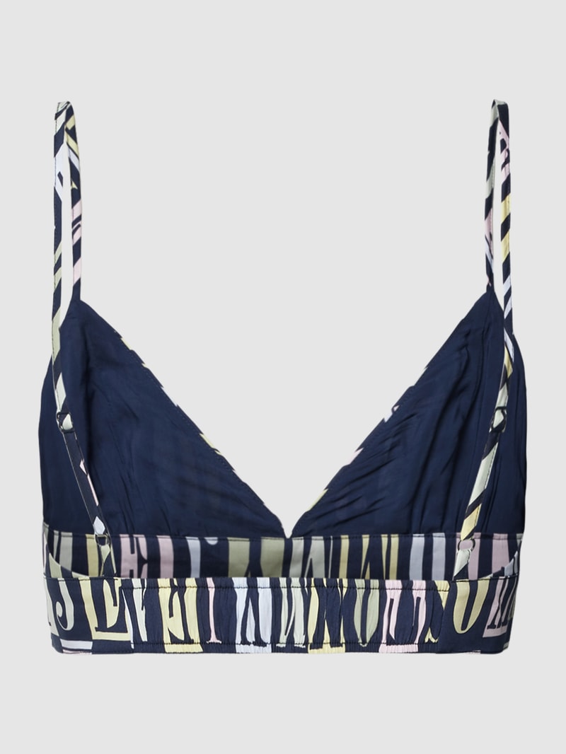 Bralette mit Allover-Muster Modell 'SPELLOUT' in dunkelblau