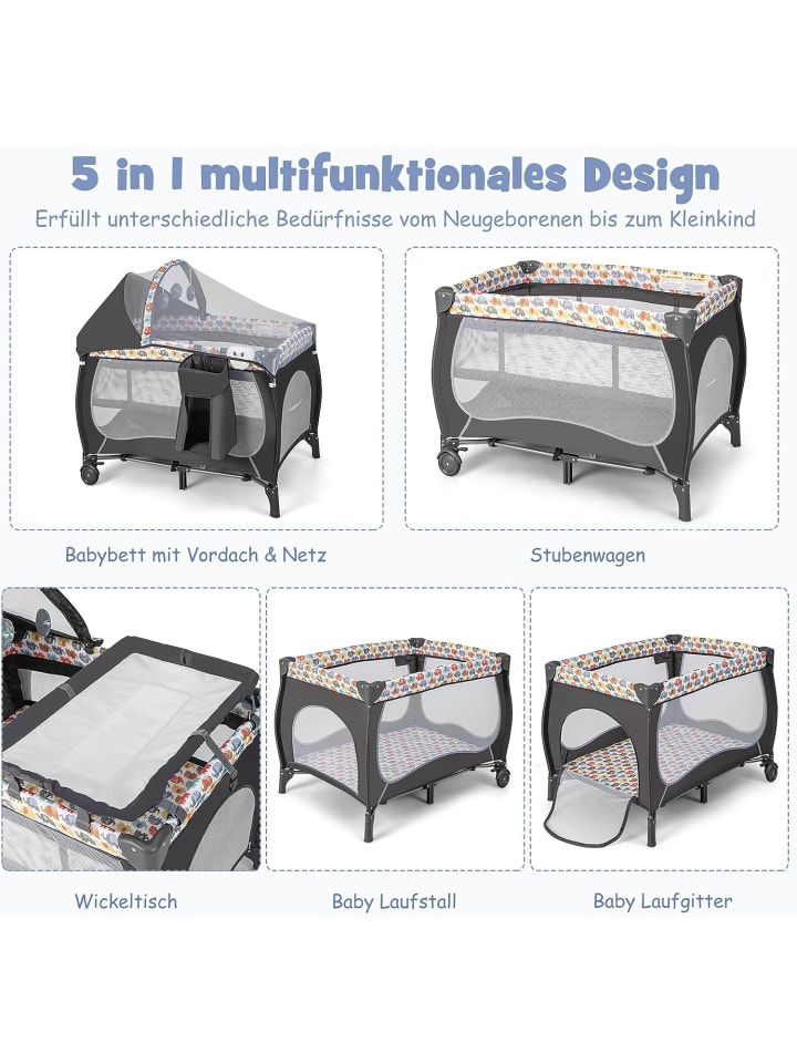 COSTWAY 5 in 1 Babybett in Bunt günstig kaufen 102 cm