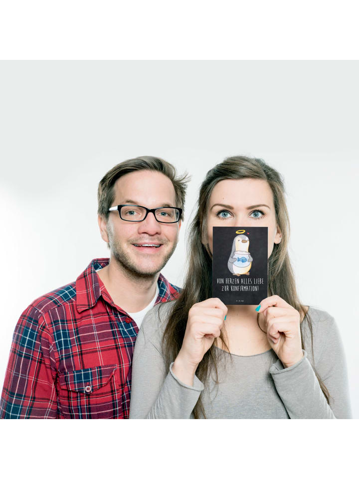 Mr. & Mrs. Panda Postkarte Pinguin Fisch mit Spruch in Kreidetafel günstig kaufen onesize