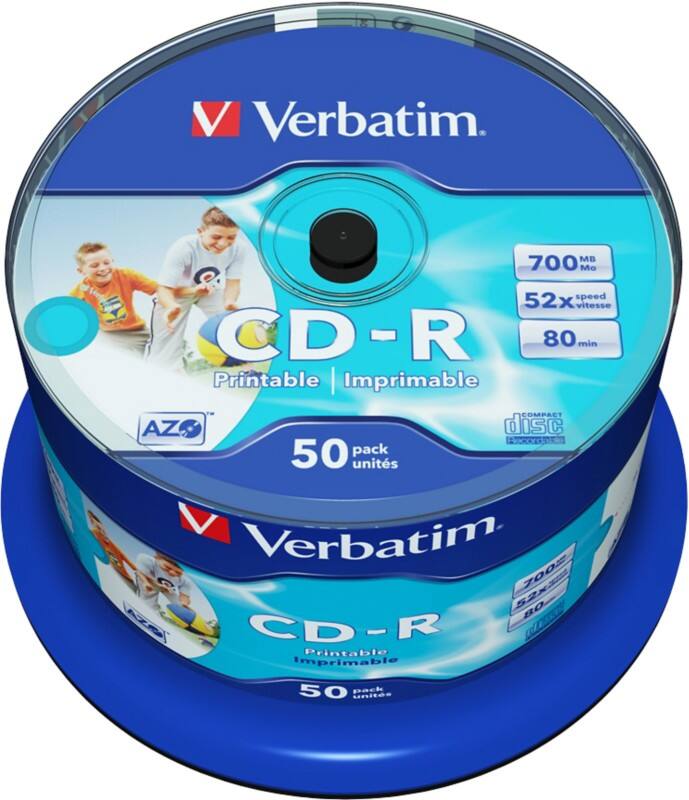 Verbatim CD-Rohlinge AZO Spindel Bedruckbar 700 MB 50 Stück