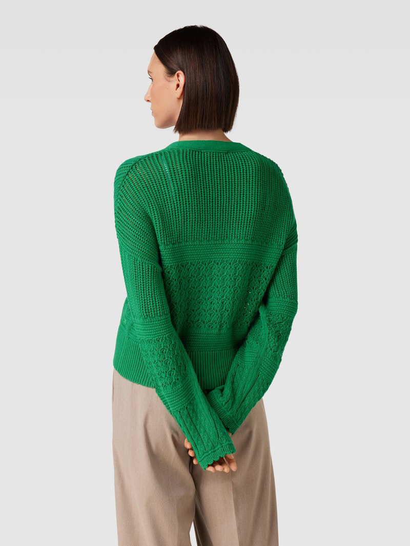 Strickjacke in unifarbenem Design mit V-Ausschnitt in grün