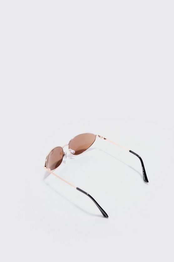 Goldene Metall-Sonnenbrille mit braunen Gläsern