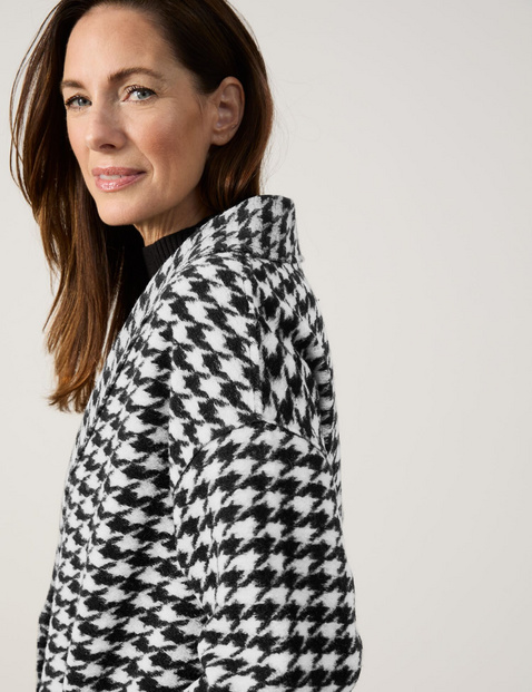 Offener Strickmantel mit Wollanteil