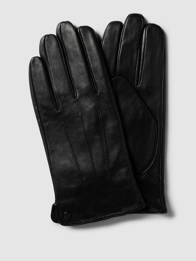 Handschuhe aus Schafsleder mit Ziernähten Modell 'Klassik touch' in schwarz