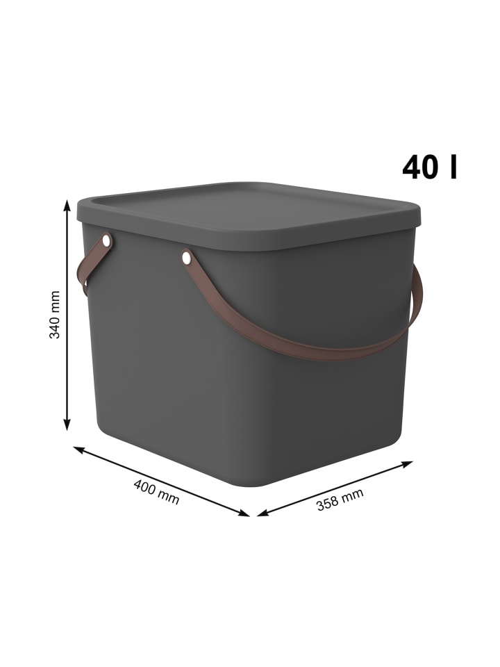 Rotho Albula Aufbewahrungsbox 40l mit Deckel, recyceltem Kunststoff in Anthrazit günstig kaufen onesize