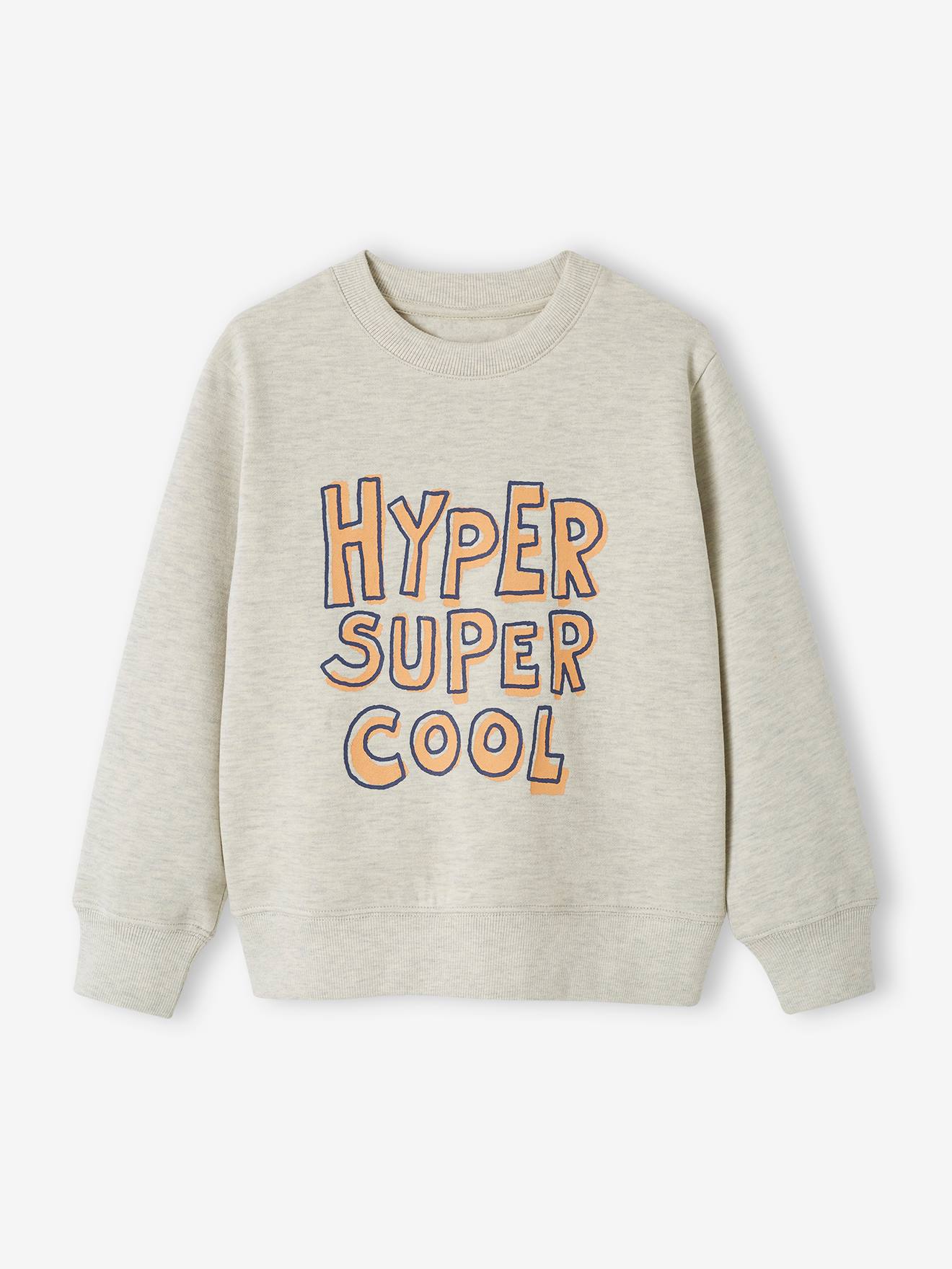 Vertbaudet Jungen Sweatshirt mit Print BASIC Oeko-Tex - beige meliert