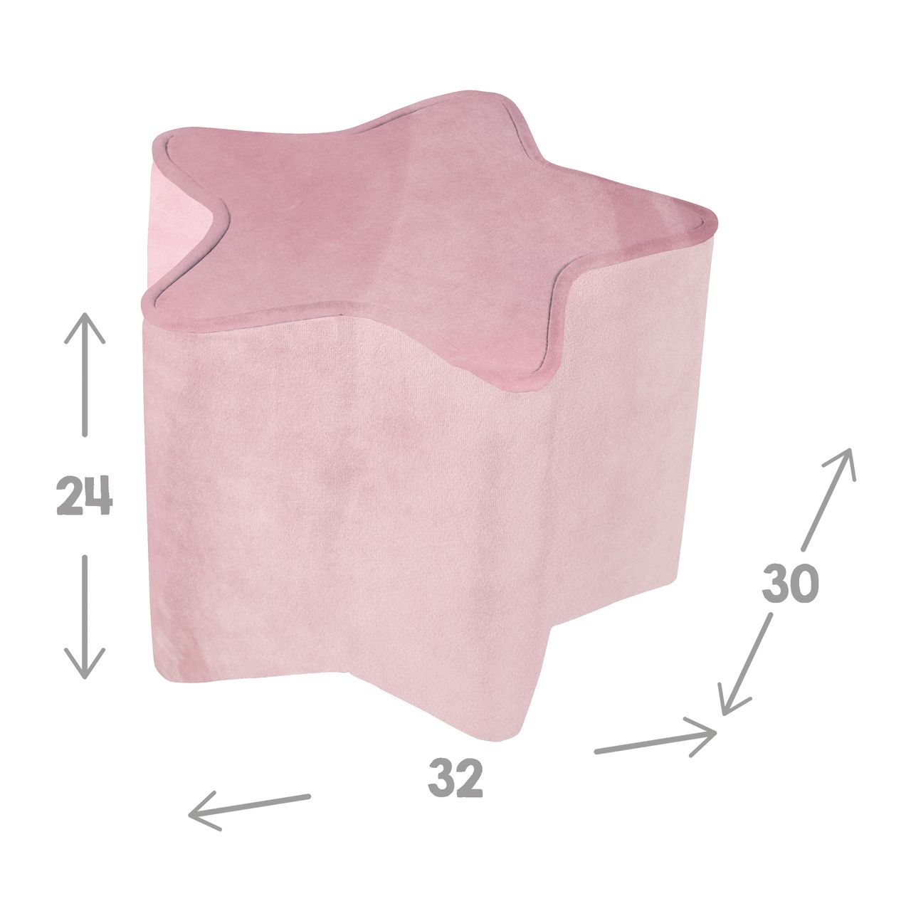 Roba Kinderhocker in Sternform „Lil Sofa“, bequemer Hocker mit Samtstoff in der Farbe Mauve, Pouf