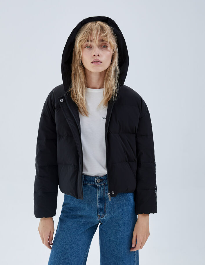 Doudoune courte noire oversize Femme