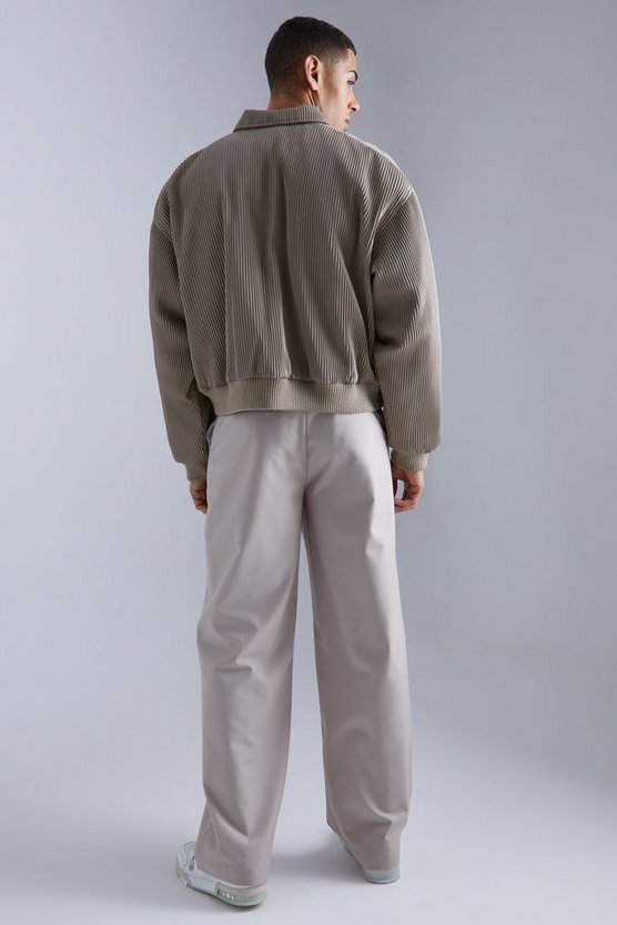 Kastige Harrington-Jacke aus Kunstleder
