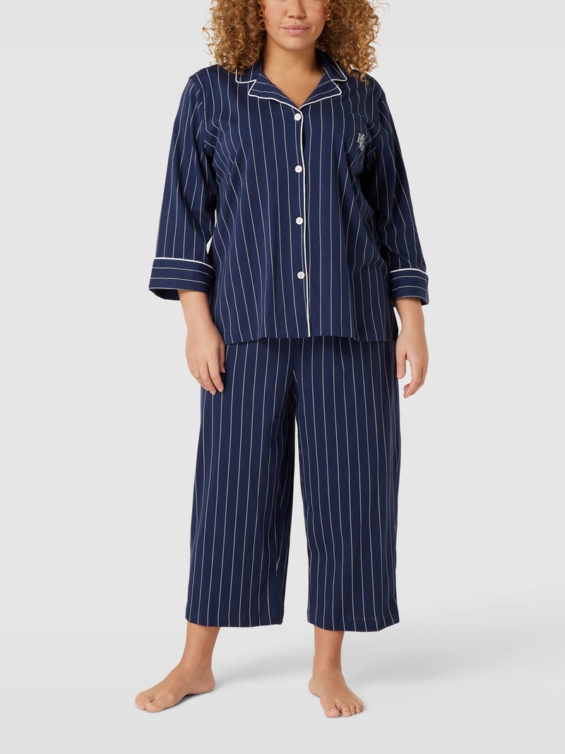 Pyjama mit Allover-Muster in marineblau
