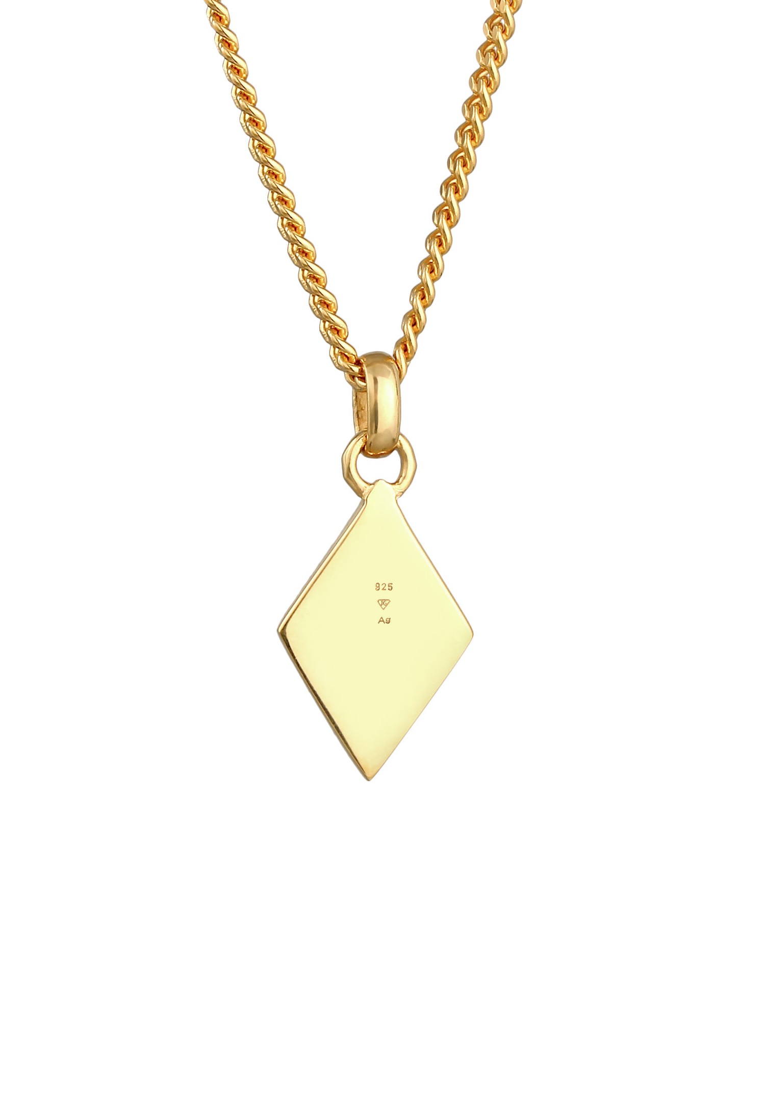 KUZZOI Men's Geo Diamond Pendant with Enamel in 925 Sterling Silver