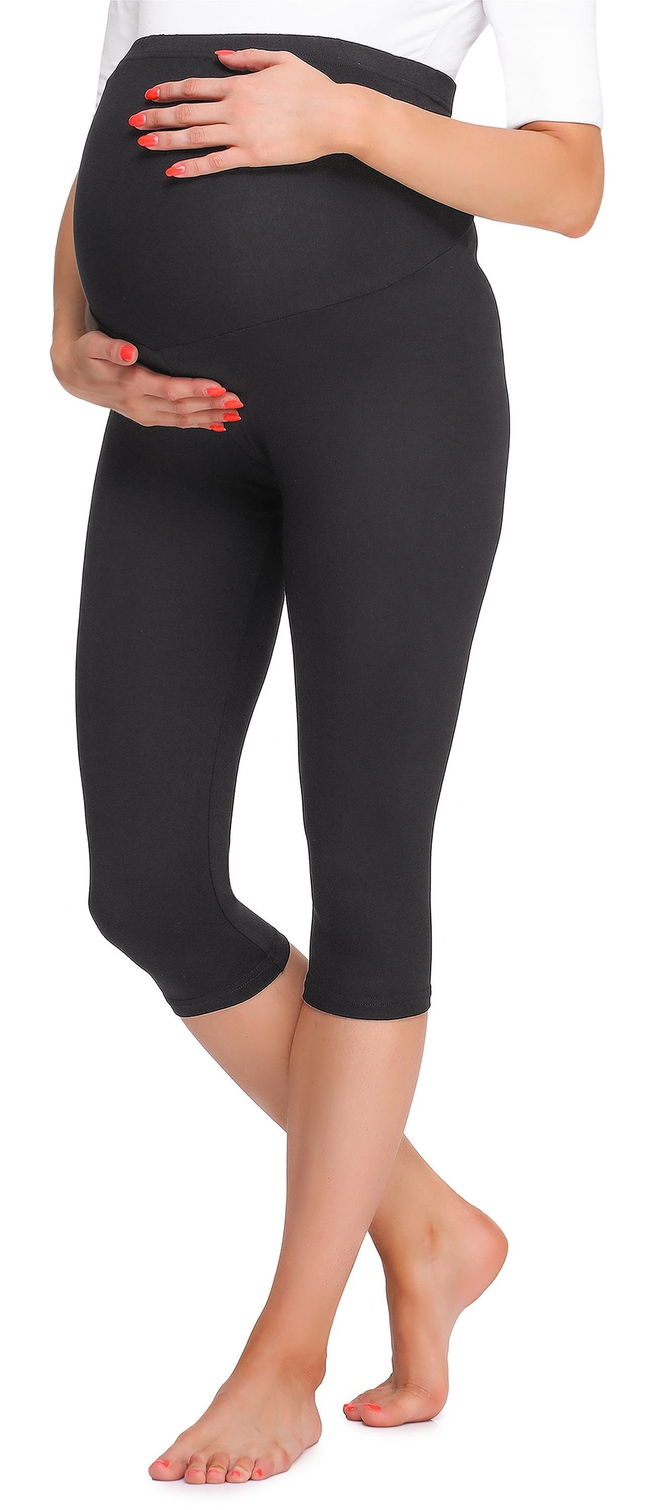 Be Mammy Umstandsleggings Damen 3/4 Umstandsleggings BE20-258 (1-tlg) elastischer Bund