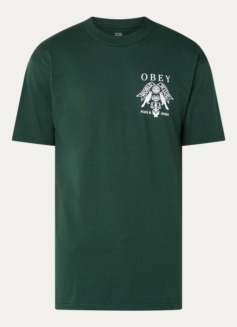 Obey Birds Of Justice T-krekls ar logotipu un apdruku aizmugurē