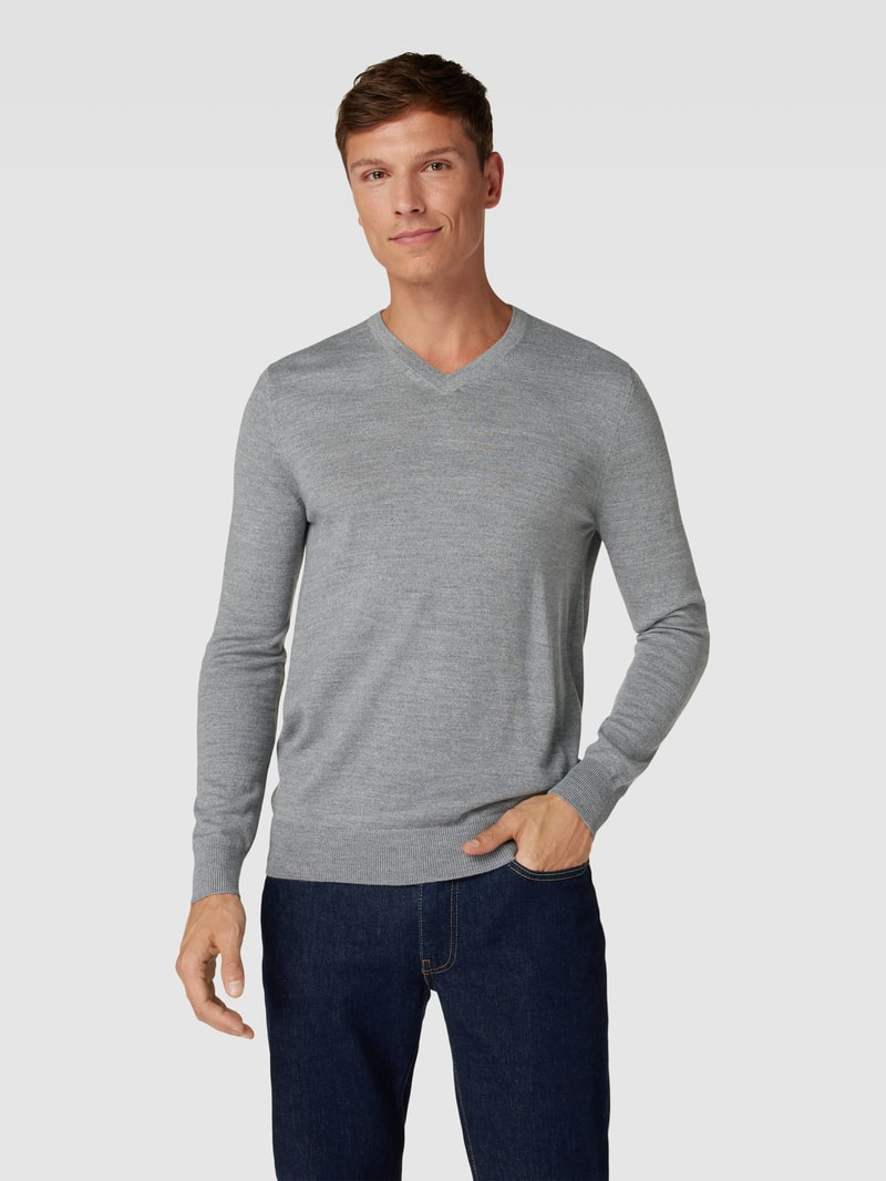 Strickpullover in hellgrau meliert