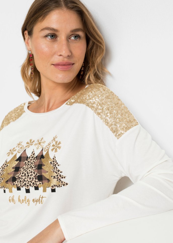 Oversize-Shirt mit Weihnachtsmotiv und schönen Pailletten