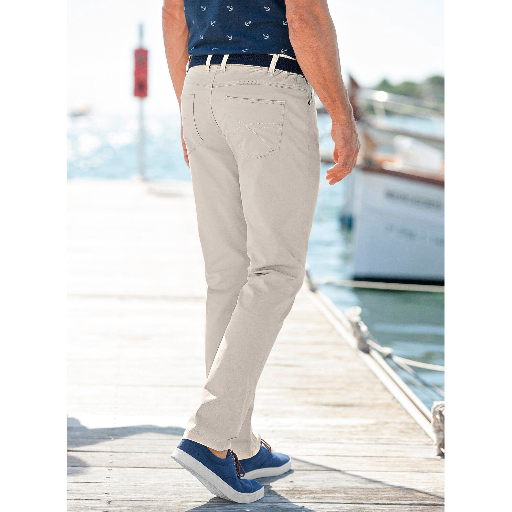Pantalon droit 5 poches twill coton extensible