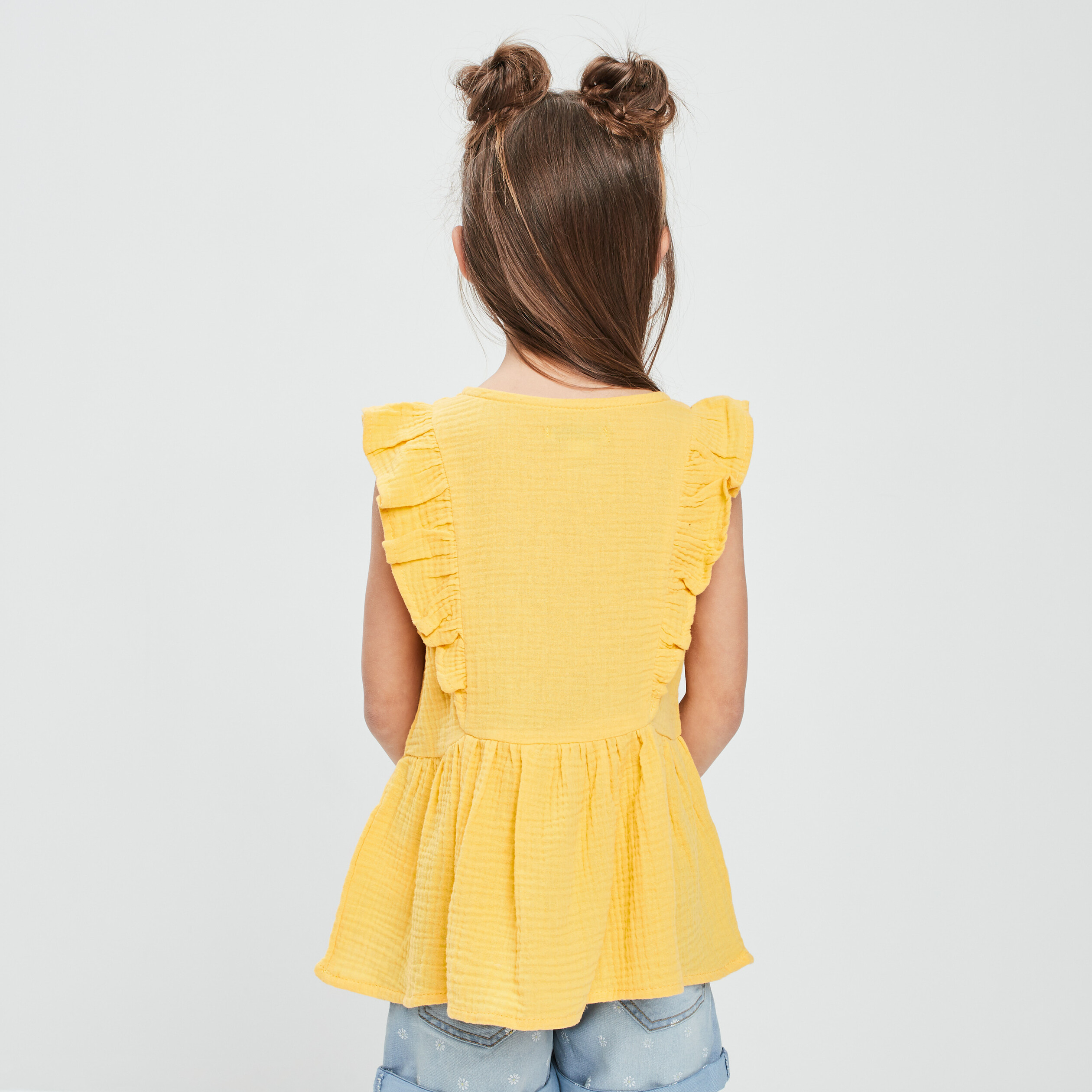 Blouse manches courtes jaune moutarde fille | La Halle