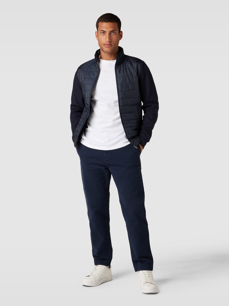 Sweatjacke mit Two-Tone-Machart in marineblau