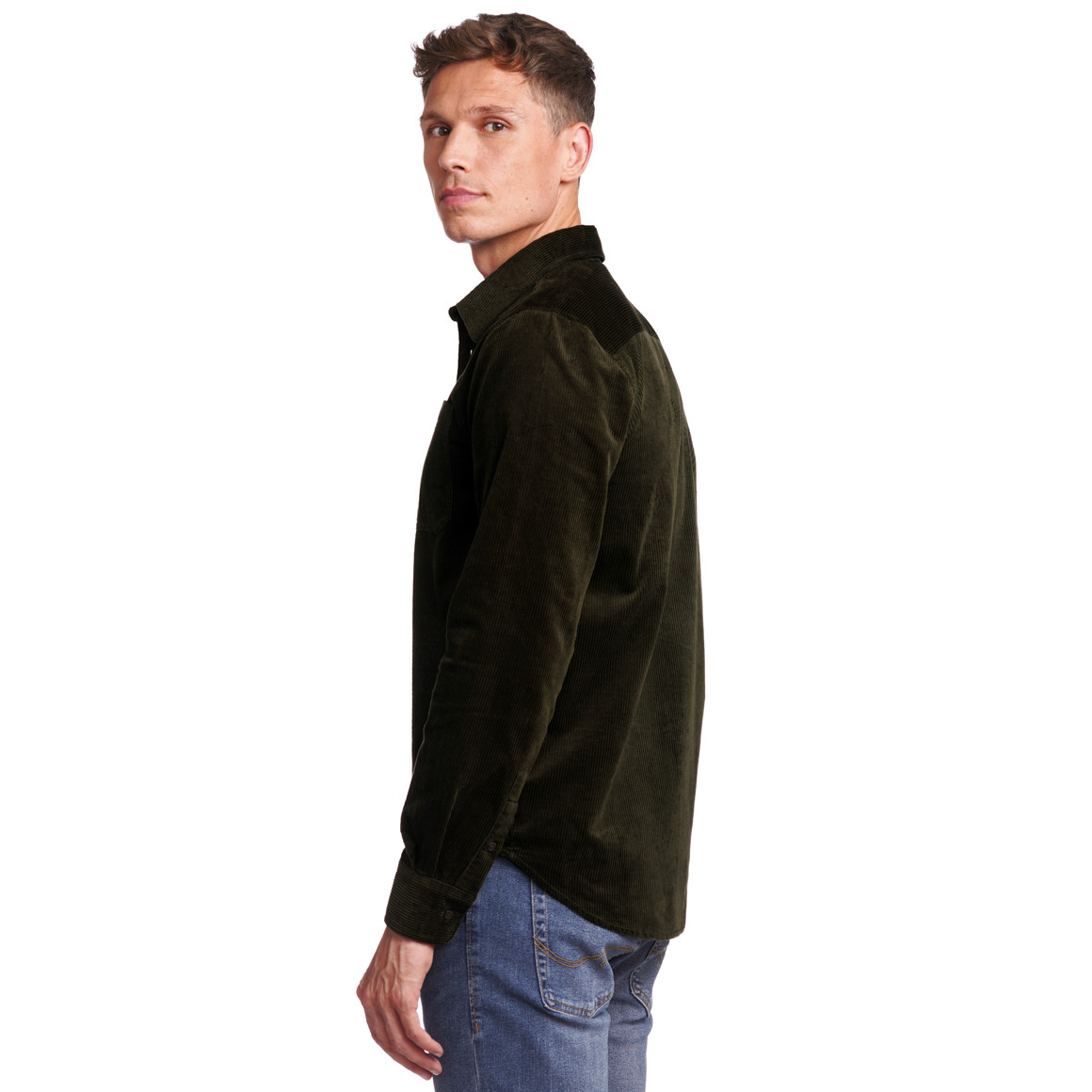 Herren Cord-Hemd mit Knopfleiste