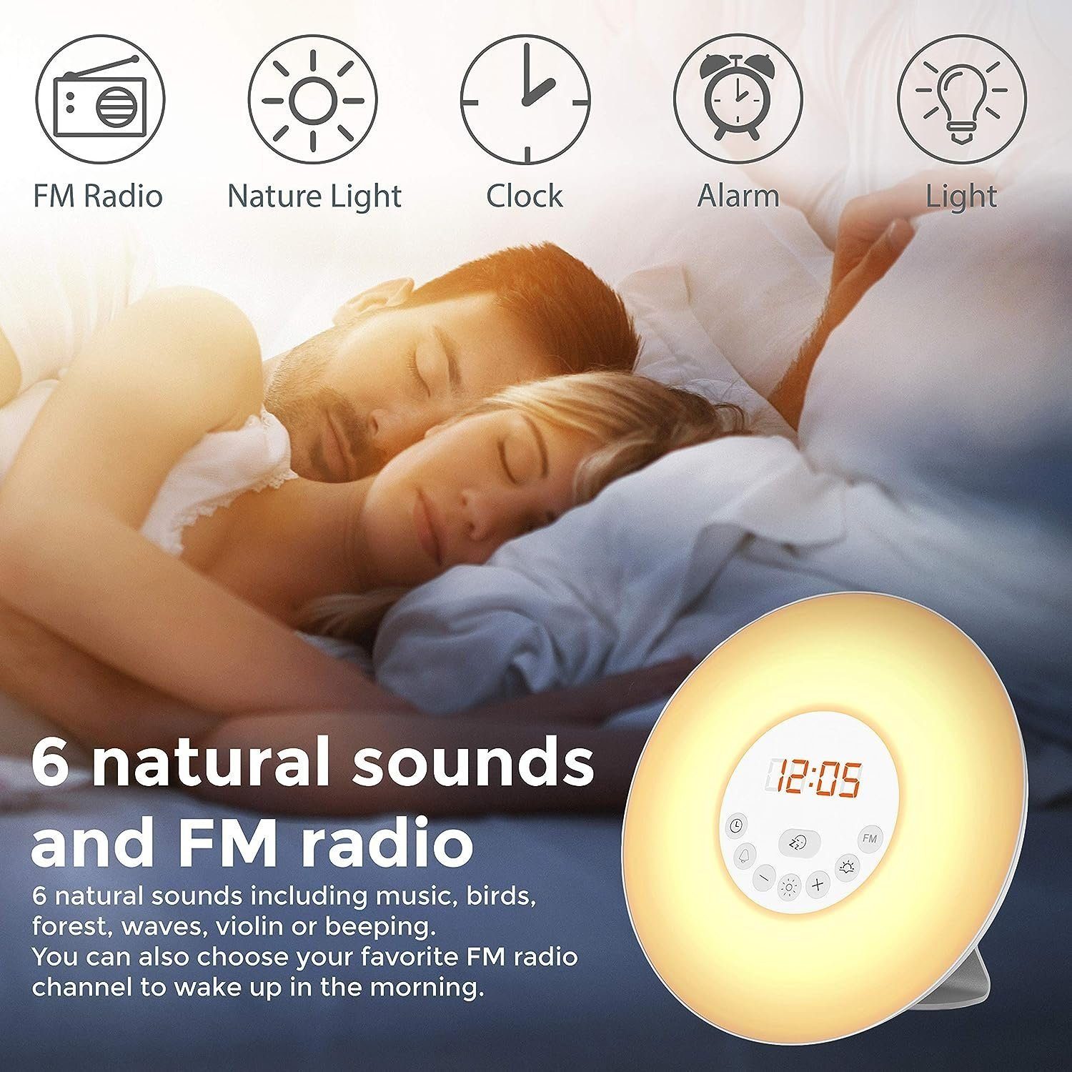 DOPWii Wecker Lichtwecker, Wake Up Light, mit 7 Farben & 10 Dimmstufen
