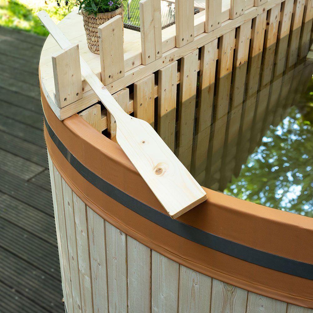 HOME DELUXE Badewanne Hot Tub SKANDI, (inkl. Ofen & Poolabdeckung), Badebottich Badefass Badetonne