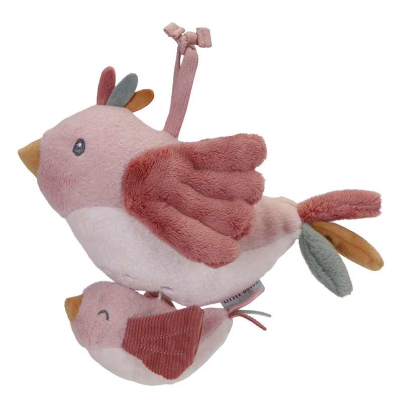 Peluche musicale oiseau et son petit à suspendre Little Dutch