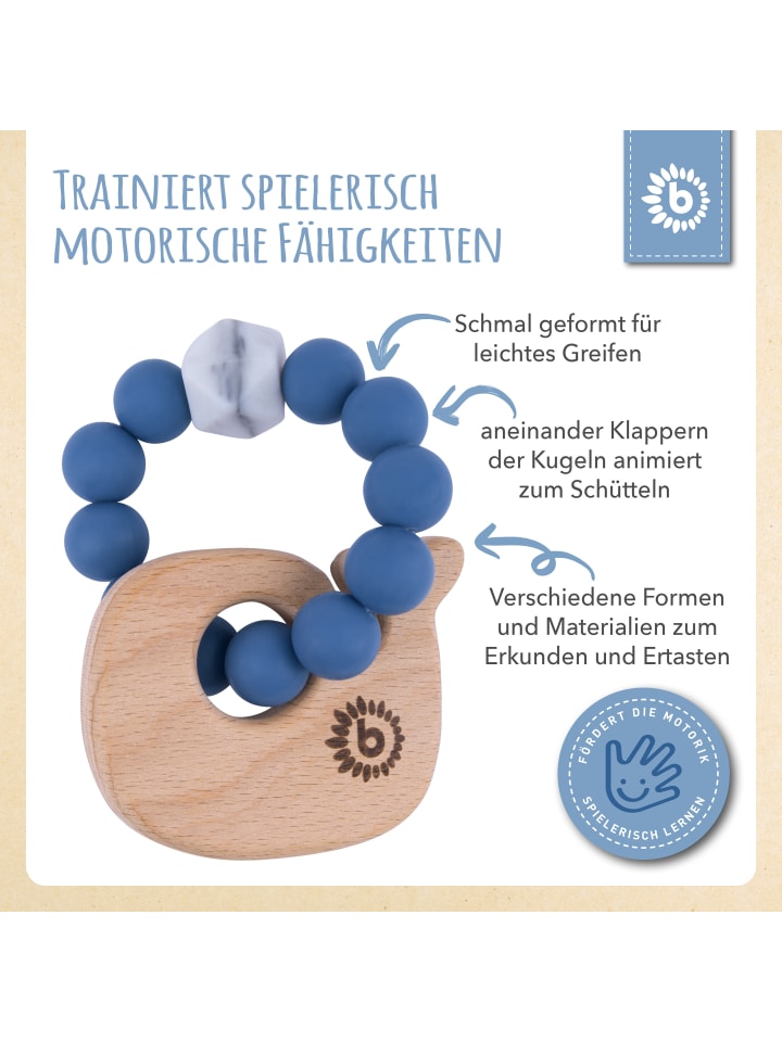 Bieco Spielwaren Beißring mit Silikon Perlen Blau Wal - ab Geburt in Blau günstig kaufen onesize