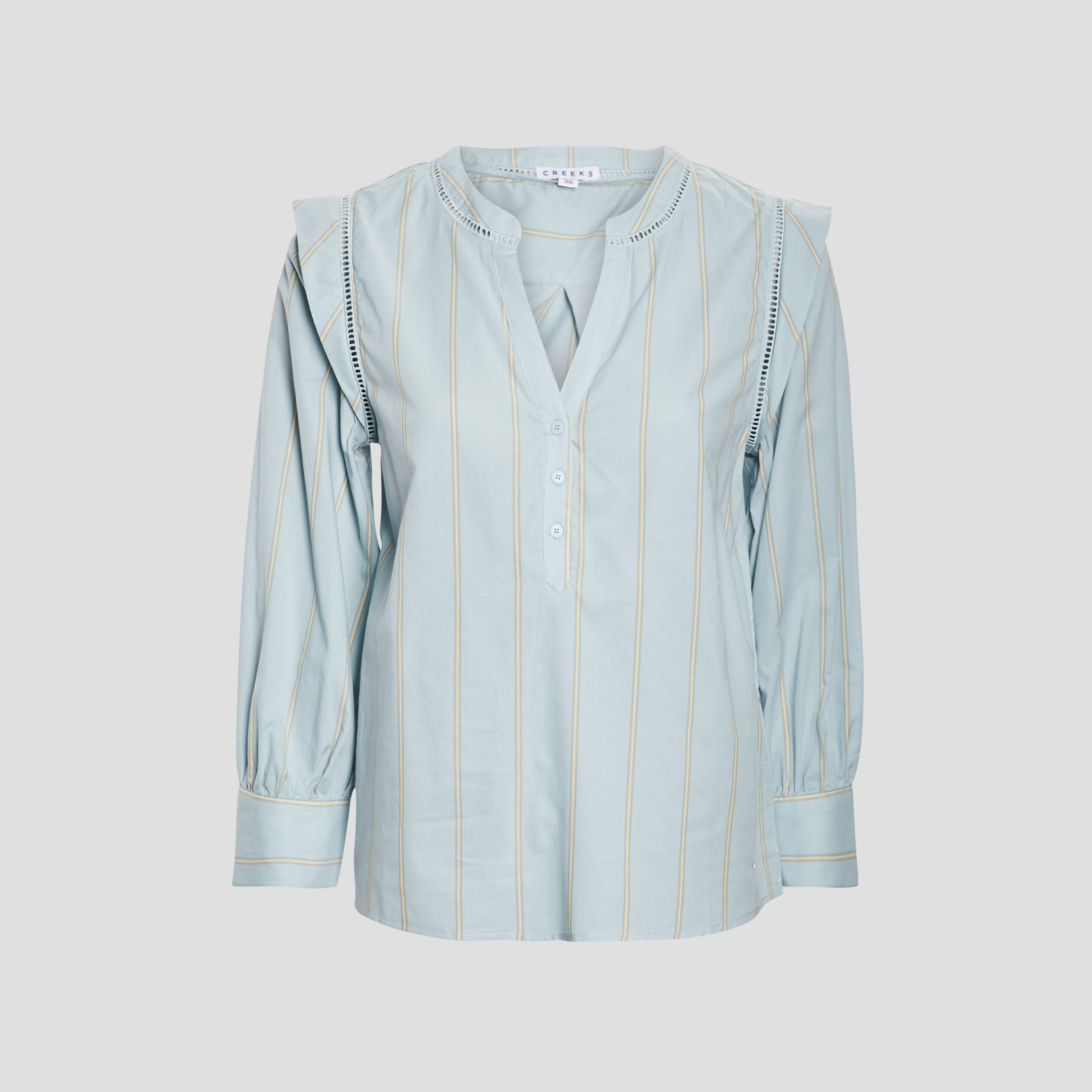 Blouse manches longues Creeks bleu turquoise femme | La Halle