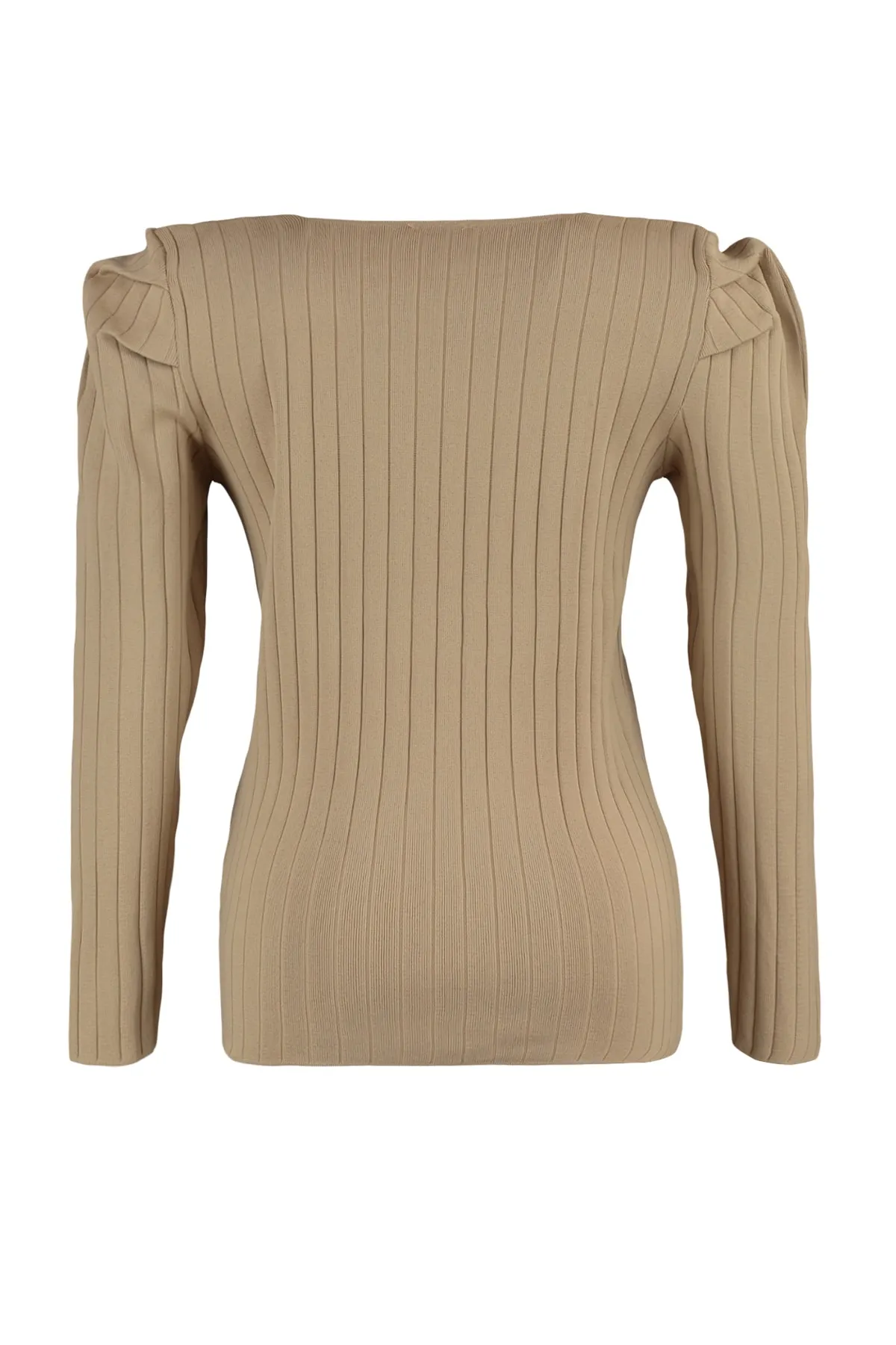 Trendyol Curve  Beige Strickbluse mit Wassermelonenärmeln