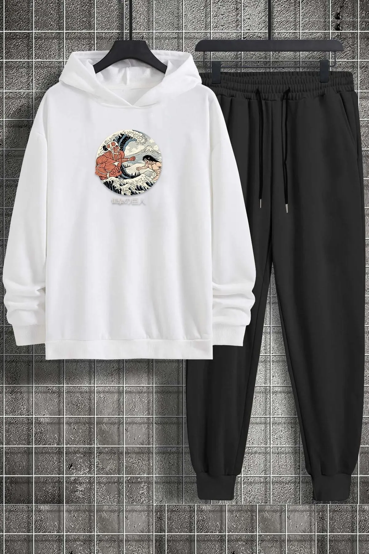 uyguntarz  Unisex Kanagawa Oki Nami Ura bedrucktes Trainingsanzug-Set