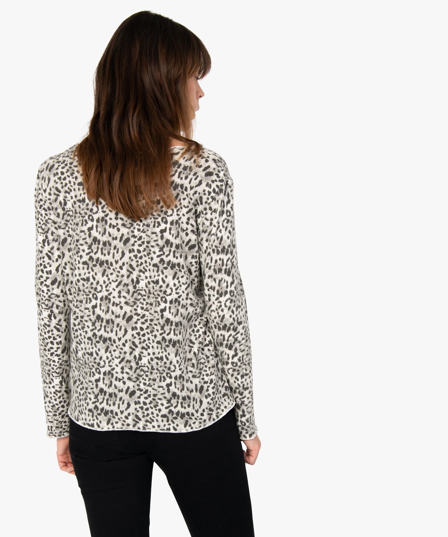 Tee-shirt femme en maille avec motifs tachetés imprime | GEMO