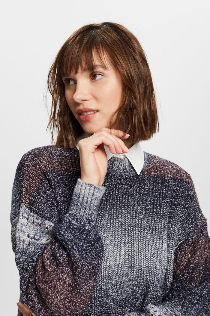 Offen gestrickter Dégradé-Pullover mit Stehkragen