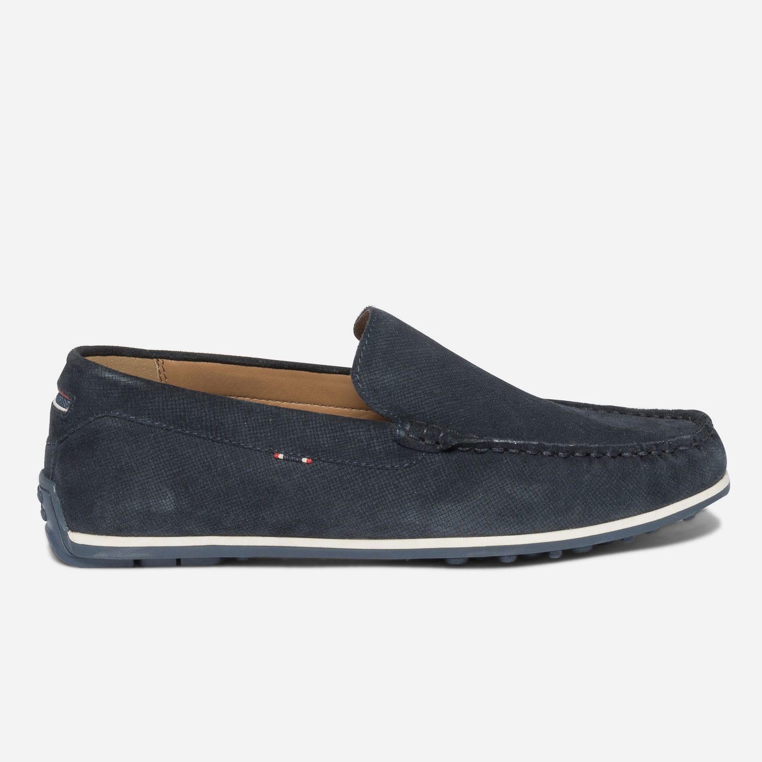 Mocassin marine en cuir velours