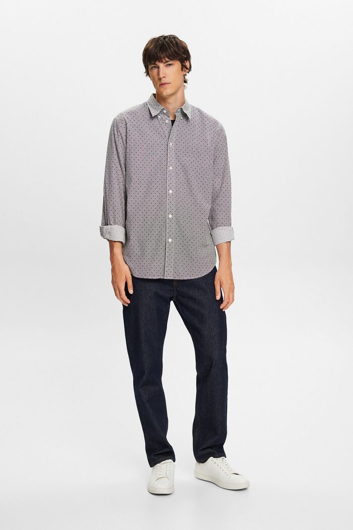 Gemustertes Button-Down-Hemd, 100 % Baumwolle
